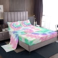 thumbnail image 1 of Erosebridal Tie Dye Bed Sheets Bohemian Batik Sheet Set 4 Pcs Queen Size, Boho Psychedelic Sheets Set + Deep Pocket Fitted Sheets+ Girly Flat Sheet + Pink Bedroom Decor 2 Pillow Shams, 1 of 5