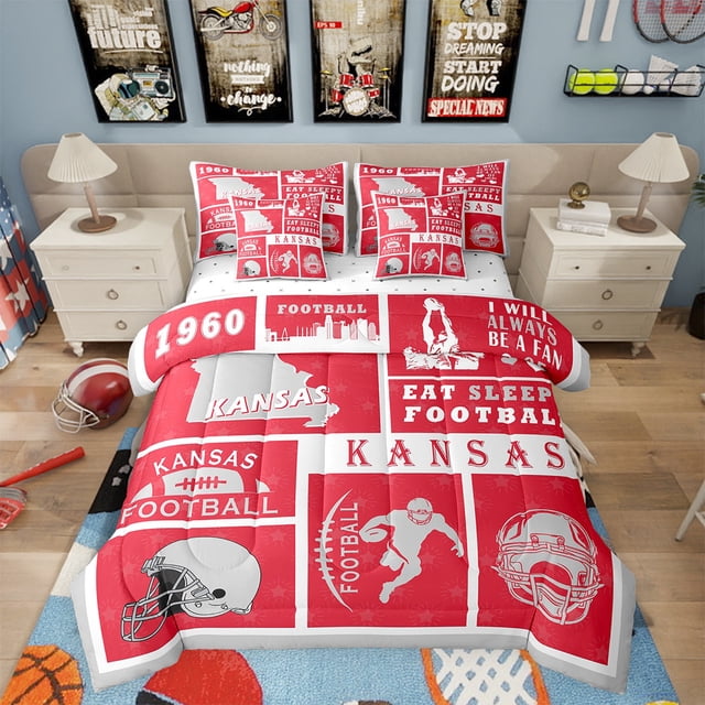 Erosebridal King Comforter Set 7 Pieces,Rugby Reversible Bed in a Bag King,Football King Bedding Set,Sports Fan Comforter, Flat Sheet, Fitted Sheet, Pillowcases
