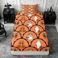 thumbnail image 1 of Erosebridal Lace Spooky Twin Fitted Sheet 2 Pieces,Cute Halloween Bedding,Peach Orange,1 Fitted Sheet and 1 Pillowcase, 1 of 4