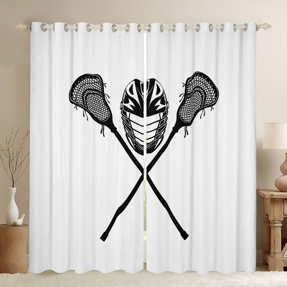 Erosebridal Lacrosse Print Curtains and Drapes (52x84), Vintage Sports 30%-50% Blackout Curtains for Bedroom, Teens Teenager Curtains for Living Room, Bedroom Curtains Bedroom Decoration