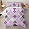 thumbnail image 1 of Erosebridal Lavender Check Quilt King,Purple Rhombus Pattern King Coverlet Set For Boys,3-Piece, 1 of 7