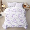 thumbnail image 1 of Erosebridal Lavender Watercolor Bow Quilt Full,Wavy Purple Ribbon Full Bedspread Sets For Girls,3-Piece, 1 of 7
