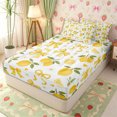 thumbnail image 1 of Erosebridal Lemon Bow Print Zipper Twin Comforter Sets with Fitted Sheet and 2 Pillowcases,Plaid Ribbon Daisy White Base Accent Zipper Bedding Set,Yellow Ivory,4-Piece,Reversible, 1 of 6