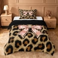 thumbnail image 1 of Erosebridal Leopard Animal Print Twin Comforter Sets For Women,Pink Girly Bow Bedding Set For Girls Kids,Black Reversible,2pcs, 1 of 7