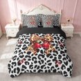 thumbnail image 1 of Erosebridal Leopard Bow Cherry Queen Bedding for Girls, Cheetah Fruit Animal Print Bedding Comforter Set Queen, Black Reversible 7pcs, 1 of 6