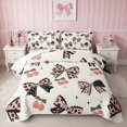 thumbnail image 1 of Erosebridal Leopard Bow Heart Print Twin Quilt Set for Girls, Cheetah Animal Spots Love Twin Coverlet Set, 2 Pieces 1 Bedspread and 1 Pillowcase, 1 of 7