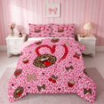 thumbnail image 1 of Erosebridal Leopard Bow Print Full Size Comforter Sets for Girls, Cheetah Animal Spots Girly Bedding Comforter Set, Pink Reversible 3 Pieces 1 Comforter and 2 Pillowcases, 1 of 6