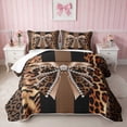 thumbnail image 1 of Erosebridal Leopard Bow Print Quilt King for Girls, Cheetah Animal Spots Girly King Coverlet Set, 3 Pieces 1 Bedspread and 2 Pillowcases, 1 of 7