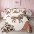 thumbnail image 1 of Erosebridal Leopard Bow Print Quilt King for Girls, Cheetah Animal Spots Girly King Coverlet Set, 3 Pieces 1 Bedspread and 2 Pillowcases, 1 of 7