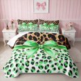 thumbnail image 1 of Erosebridal Leopard Bow Print Quilt King for Girls, Cheetah Animal Spots Girly King Coverlet Set, 3 Pieces 1 Bedspread and 2 Pillowcases, 1 of 7