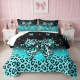 thumbnail image 1 of Erosebridal Leopard Bow Print Quilt King for Girls, Cheetah Animal Spots Girly King Coverlet Set, 3pcs 1 Bedspread and 2 Pillowcases, 1 of 7