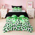 thumbnail image 1 of Erosebridal Leopard Bow Print Twin Comforter Sets for Girls, Cheetah Animal Spots Girly Bedding Set, Black Reversible 2-Piece 1 Comforter and 1 Pillowcase, 1 of 6