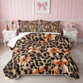 thumbnail image 1 of Erosebridal Leopard Bow Print Twin Quilt Set for Girls, Cheetah Animal Spots Girly Twin Coverlet Set, 2-Piece 1 Bedspread and 1 Pillowcase, 1 of 7