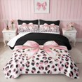 thumbnail image 1 of Erosebridal Leopard Bow Print Twin Quilt Set for Girls, Cheetah Animal Spots Girly Twin Coverlet Set, 2-Piece 1 Bedspread and 1 Pillowcase, 1 of 7