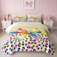 thumbnail image 1 of Erosebridal Leopard Bow Print Twin Quilt Set for Girls, Cheetah Animal Spots Girly Twin Coverlet Set, 2pcs 1 Bedspread and 1 Pillowcase, 1 of 7