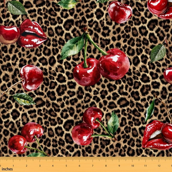 Erosebridal Leopard Fabric by the Yard 5 Yards Cherry Fabric for Sewing, Dark Maroon