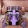 thumbnail image 1 of Erosebridal Leopard Pattern Bowtie Queen Comforter Set For Girls Kids,Fashion Women Cheetah Lover Bedding Comforter Set,Reversible black,3 Pieces, 1 of 7