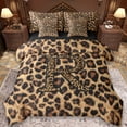 thumbnail image 1 of Erosebridal Leopard Pattern Personalized Gifts 7pcs Bedding Comforter Set,Brown Alphabet R Queen Bedding Sets For Adult Women,Reversible Black, 1 of 7