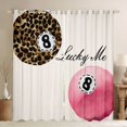 thumbnail image 1 of Erosebridal Leopard & Pink 8 Ball Print Black Out Curtains, Sports Monogram Curtains Pack of 2 (42x63 Each) for Girls, 1 of 6