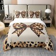 thumbnail image 1 of Erosebridal Leopard Print 100% Cotton Duvet Cover Queen Size,Wildlife Bowknot 100% Cotton Comforter Cover Queen,Golden Black,Reversible,Super Cozy,3-Piece(No Comforter), 1 of 6
