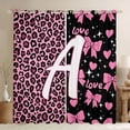 thumbnail image 1 of Erosebridal Leopard Print A Letter Black Out Curtains for Girls, Black Pink Bowknot Curtains Pack of 2 (42x63 Each), 1 of 6