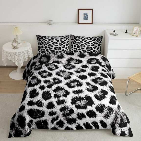 Erosebridal Leopard Print Bedding Sets King with Comforter, Cheetah Animal Duvet Insert, Modern Fashion Reversible Comforter Sets King Size, Breathable Bedroom Decor, 3pcs
