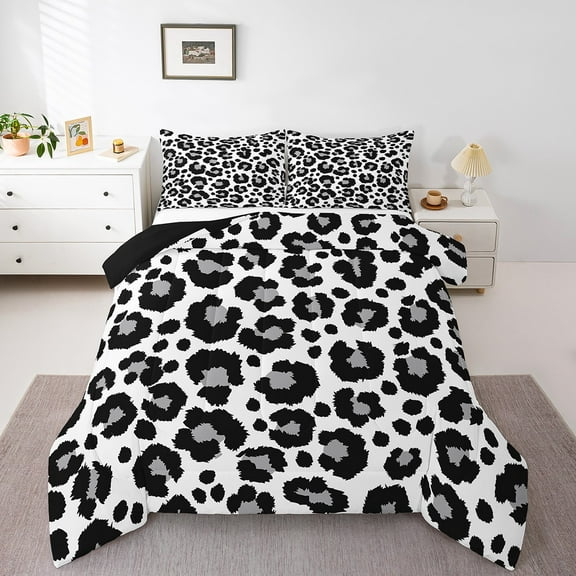 Erosebridal Leopard Print Bedding Twin Comforter Set, Cheetah Animal Comforter Sets Twin Size, Chic Fashion Reversible Down Comforter, Super Cozy Room Decoration, 2pcs