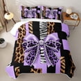 thumbnail image 1 of Erosebridal Leopard Print Bow Girls Quilt King, Purple Fashion Ribbon King Coverlet Set, 3-Piece, 1 of 7