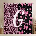 thumbnail image 1 of Erosebridal Leopard Print Bow Letter G Black Out Curtains for Girls, Pink Initial Ribbon Curtains Pack of 2 (42x63 Each), 1 of 6