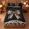 thumbnail image 1 of Erosebridal Leopard Print Bow Zipper Twin Comforter Sets with Fitted Sheet and 2 Pillowcases,3D Diamond Print Zipper Bedding Set For Girls,Black Reversible,4pcs, 1 of 7