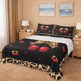 thumbnail image 1 of Erosebridal Leopard Print Bowknot Full Size Sheets,Red Cute Cherry Bed Sheets For Kids Girls 4 Pieces, 1 of 6
