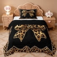 thumbnail image 1 of Erosebridal Leopard Print Bowknot Twin Comforter Sets,Girls Cute Bows Bedding Set For Kids,Reversible black,2-Piece, 1 of 7
