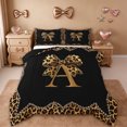 thumbnail image 1 of Erosebridal Leopard Print Bows Kids Full Size Comforter Sets,Cheetah Pattern A Alphabet Bedding Sets For Girls Women,Reversible black,3pcs, 1 of 7