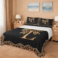 thumbnail image 1 of Erosebridal Leopard Print Bows Kids Full Size Sheets,Cheetah Pattern L Alphabet Bed Sheets For Girls Women 4 Pieces, 1 of 6