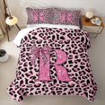 thumbnail image 1 of Erosebridal Leopard Print Boys Girls Twin Quilt Set, Pink Fashion Initial R Twin Coverlet Set, 2pcs, 1 of 7