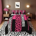 thumbnail image 1 of Erosebridal Leopard Print Comforter Sets Twin Size, Black Pink Comforters & Duvets, Geometry Stripe Decor, Women, 1 of 7
