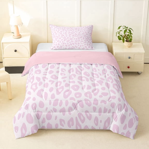 Erosebridal Leopard Print Kids Twin Comforter Sets, Pink Camo Cheetah Printed Bedding Set, 2-Piece