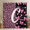 thumbnail image 1 of Erosebridal Leopard Print Letter C Curtains Pack of 2 (42x84 Each) for Girls, Pink Initial Ribbon Curtains Blackout, 1 of 6