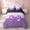 thumbnail image 1 of Erosebridal Leopard Satin Bow Ribbon Full Size Bedding Sets for Girls, Cheetah Animal Print Lace Full Size Bed in a Bag, Black Reversible 7pcs, 1 of 6