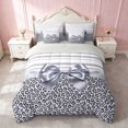 thumbnail image 1 of Erosebridal Leopard Satin Bow Ribbon King Bedding for Girls, Cheetah Animal Print Lace King Bed in a Bag, Gray Reversible 7pcs, 1 of 6