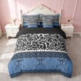 thumbnail image 1 of Erosebridal Leopard Satin Bow Ribbon Queen Bedding for Girls, Cheetah Animal Print Lace Bedding Comforter Set Queen, Black Reversible 7 Pieces, 1 of 6
