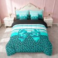 thumbnail image 1 of Erosebridal Leopard Satin Bow Ribbon Twin Bedding for Girls, Cheetah Animal Print Lace Bedding Comforter Set, Black Reversible 7 Pieces, 1 of 6