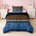 thumbnail image 1 of Erosebridal Leopard Satin Bow Ribbon Twin Comforter Sets for Girls, Cheetah Animal Print Lace Bedding Set, Black Reversible 2-Piece 1 Comforter and 1 Pillowcase, 1 of 6
