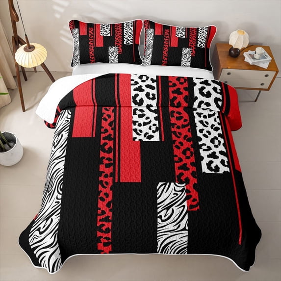 Erosebridal Leopard Zebra Stripe Bed Spread Queen,Wild Animals Queen Coverlet Set For Girls,3-Piece