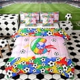 thumbnail image 1 of Erosebridal Letter C Pink Gradient Soccer Ball Print Bedding Comforter Set, Sports Monogram Full Bedding Set for Kids Boys and Girls, Reversible 7 Pieces, 1 of 6