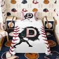 thumbnail image 1 of Erosebridal Letter D Baseball Player Print Twin Sheet Sets, Sports Monogram Bedding for Kids Boys and Girls, 1 Flat Sheet, 1 Fitted Sheet and 1 Pillowcase, 1 of 6