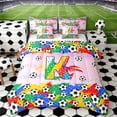 thumbnail image 1 of Erosebridal Letter K Pink Gradient Soccer Ball Print Bedding Comforter Set, Sports Monogram Queen Bedding Sets for Kids Boys and Girls, Reversible 7 Pieces, 1 of 6