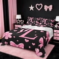 thumbnail image 1 of Erosebridal Letter L Monogrammed Full Size Sheets,Pink Ribbon Bow Girls Bed Sheets For Kids 4pcs, 1 of 6