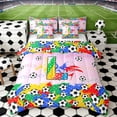 thumbnail image 1 of Erosebridal Letter L Pink Gradient Soccer Ball Print Bedding Comforter Set, Sports Monogram Full Bedding Set for Kids Boys and Girls, Reversible 7 Pieces, 1 of 6