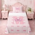 thumbnail image 1 of Erosebridal Letter M Monogrammed Twin Sheet Sets For Kids,Bow Theme Geometric Buffalo Plaid Bedding 3pcs, 1 of 6